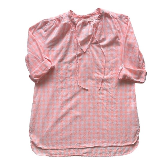 Fresh Produce Gingham Tunic Top Pink Size M / L M/L Medium Large Plaid Cotton - Picture 3 of 12